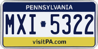 PA license plate MXI5322