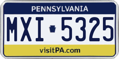 PA license plate MXI5325
