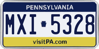 PA license plate MXI5328