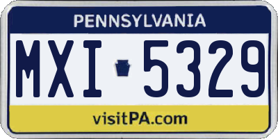 PA license plate MXI5329
