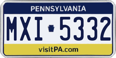 PA license plate MXI5332