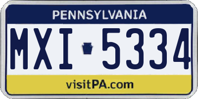 PA license plate MXI5334