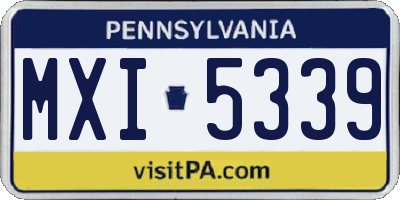 PA license plate MXI5339