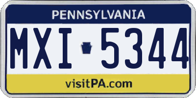 PA license plate MXI5344