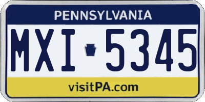 PA license plate MXI5345