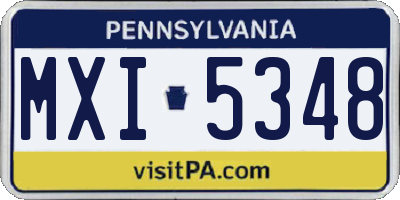 PA license plate MXI5348