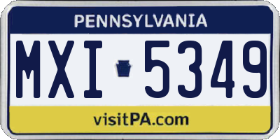 PA license plate MXI5349