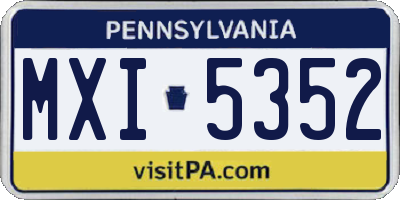 PA license plate MXI5352