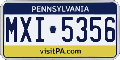 PA license plate MXI5356