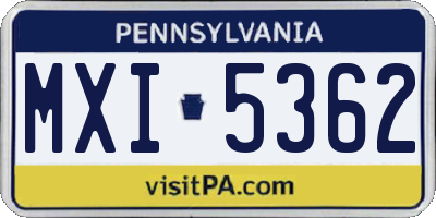 PA license plate MXI5362