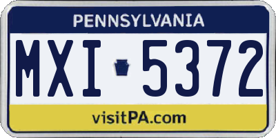 PA license plate MXI5372
