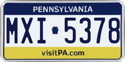 PA license plate MXI5378