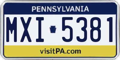 PA license plate MXI5381
