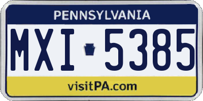PA license plate MXI5385