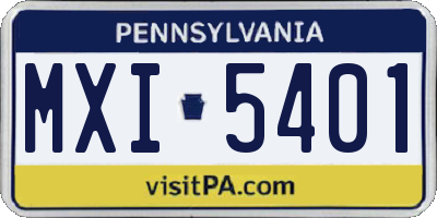 PA license plate MXI5401