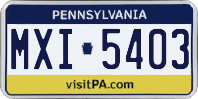 PA license plate MXI5403
