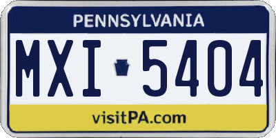 PA license plate MXI5404