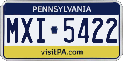 PA license plate MXI5422