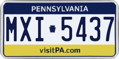PA license plate MXI5437
