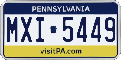 PA license plate MXI5449