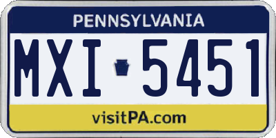 PA license plate MXI5451
