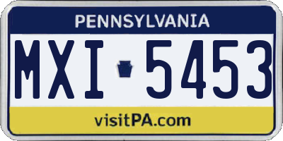 PA license plate MXI5453