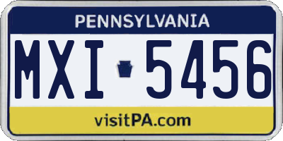 PA license plate MXI5456