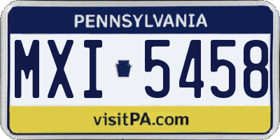 PA license plate MXI5458