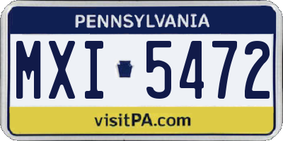 PA license plate MXI5472