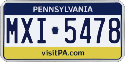 PA license plate MXI5478