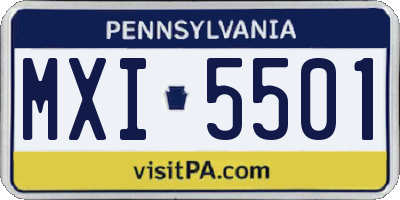PA license plate MXI5501