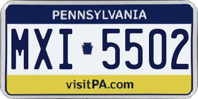 PA license plate MXI5502