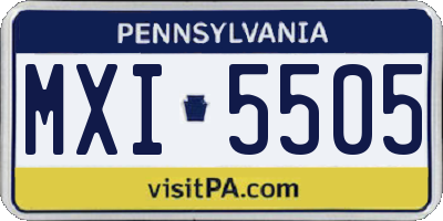 PA license plate MXI5505