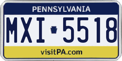 PA license plate MXI5518