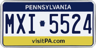 PA license plate MXI5524