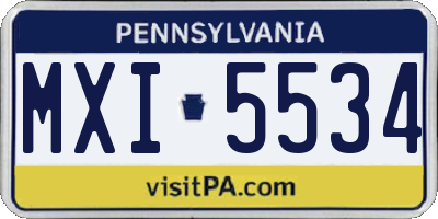 PA license plate MXI5534