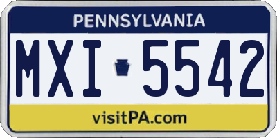 PA license plate MXI5542