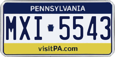 PA license plate MXI5543