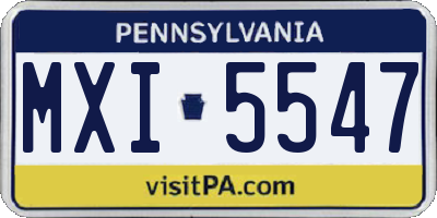 PA license plate MXI5547
