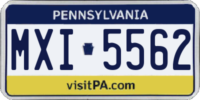 PA license plate MXI5562