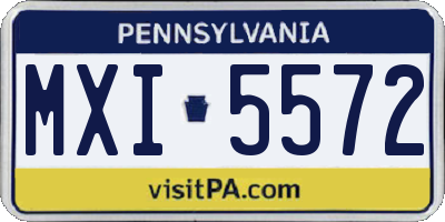 PA license plate MXI5572