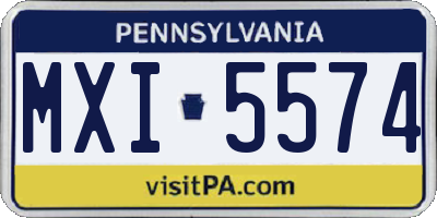 PA license plate MXI5574