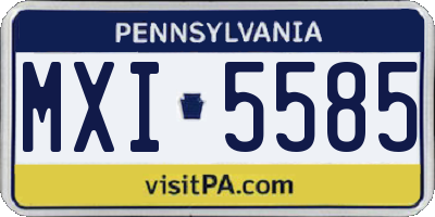 PA license plate MXI5585