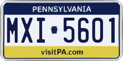 PA license plate MXI5601
