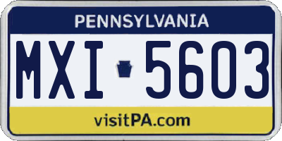 PA license plate MXI5603