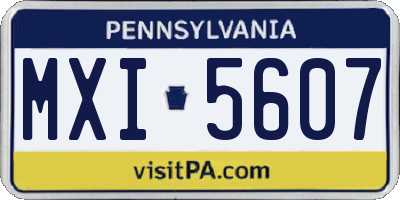 PA license plate MXI5607