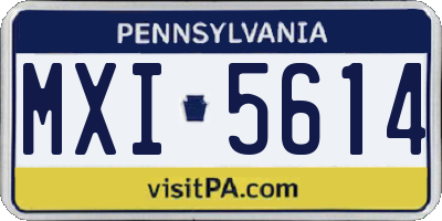 PA license plate MXI5614