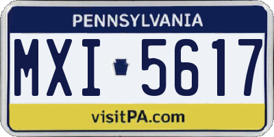 PA license plate MXI5617