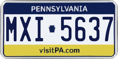 PA license plate MXI5637
