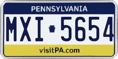 PA license plate MXI5654